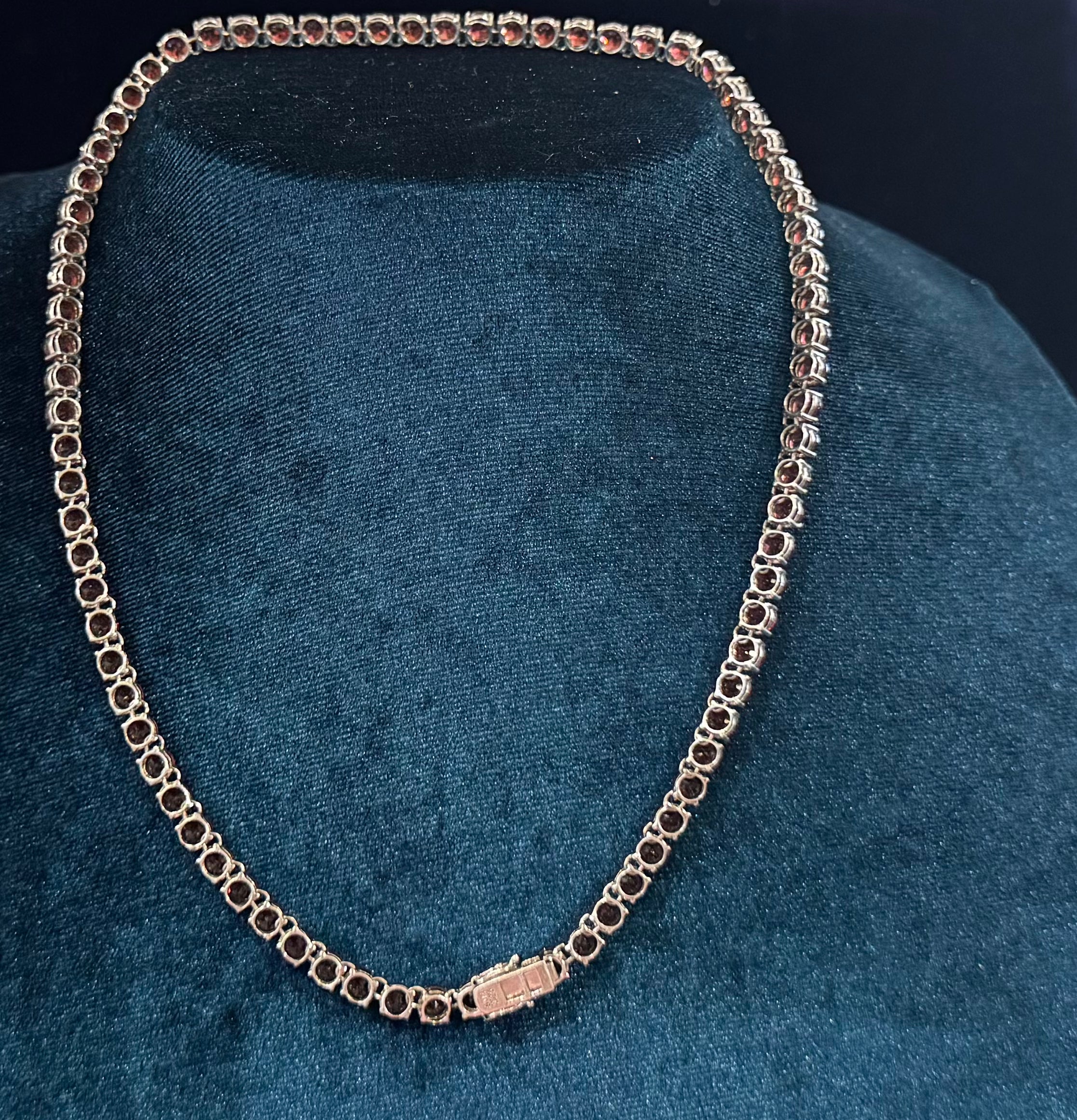 Sterling Silver and Garnet Tennis Necklace