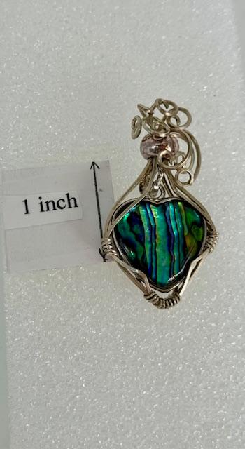 Heart Shaped Abalone Wrapped in Sterling Silver