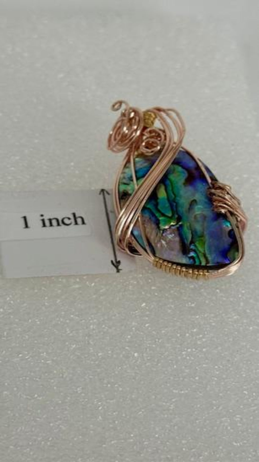 Freeform Abalone with Pink Wire-Wrap Pendant