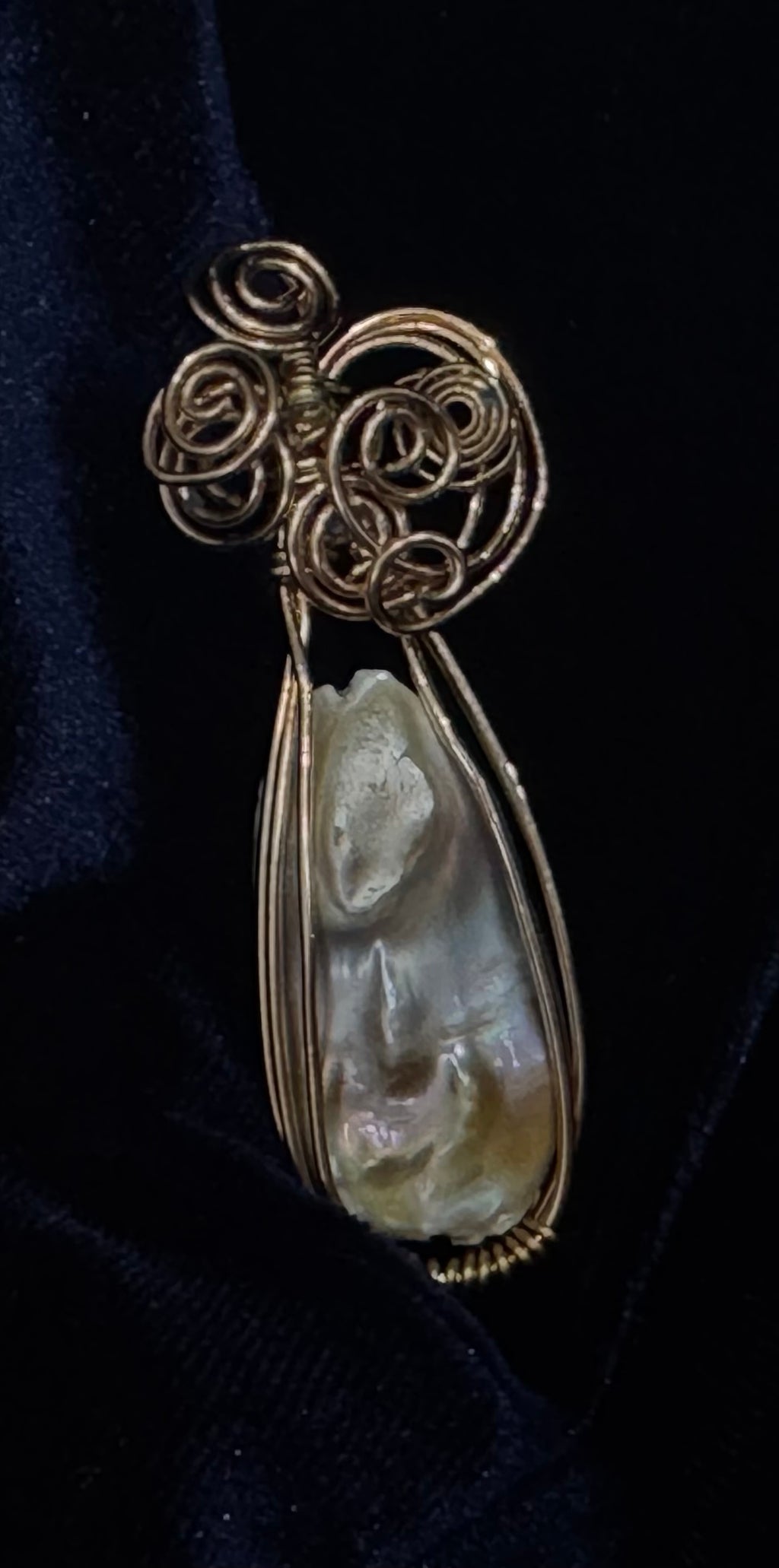 Beautiful Broque Pearl with Bronze Wirewrap