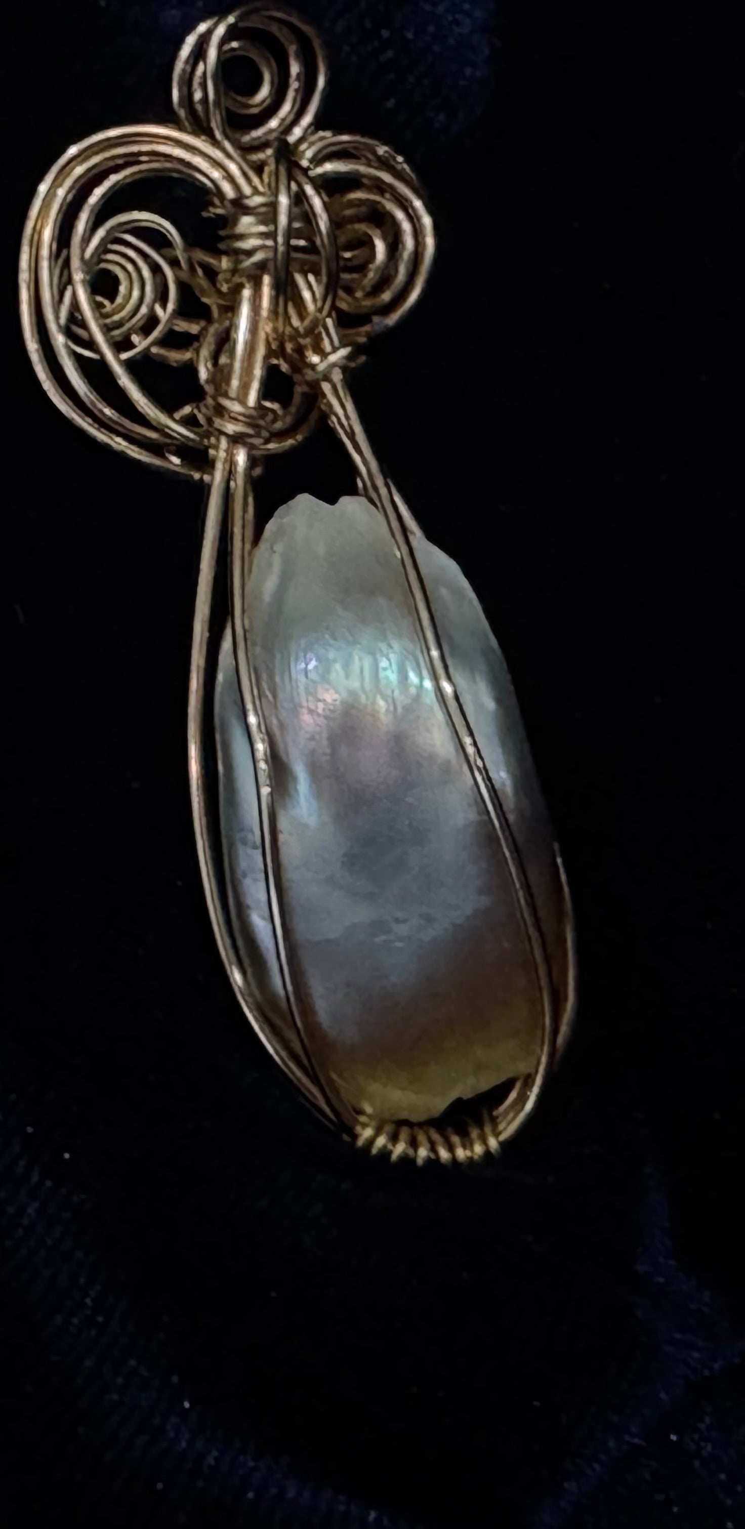 Beautiful Broque Pearl with Bronze Wirewrap