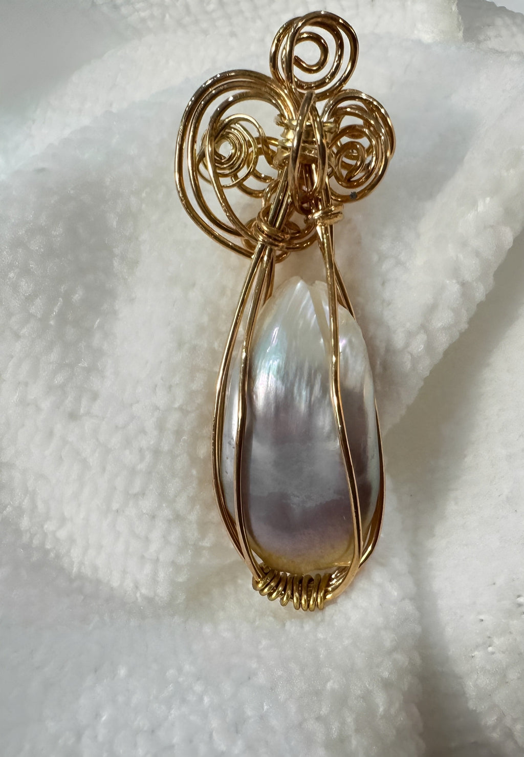 Beautiful Broque Pearl with Bronze Wirewrap