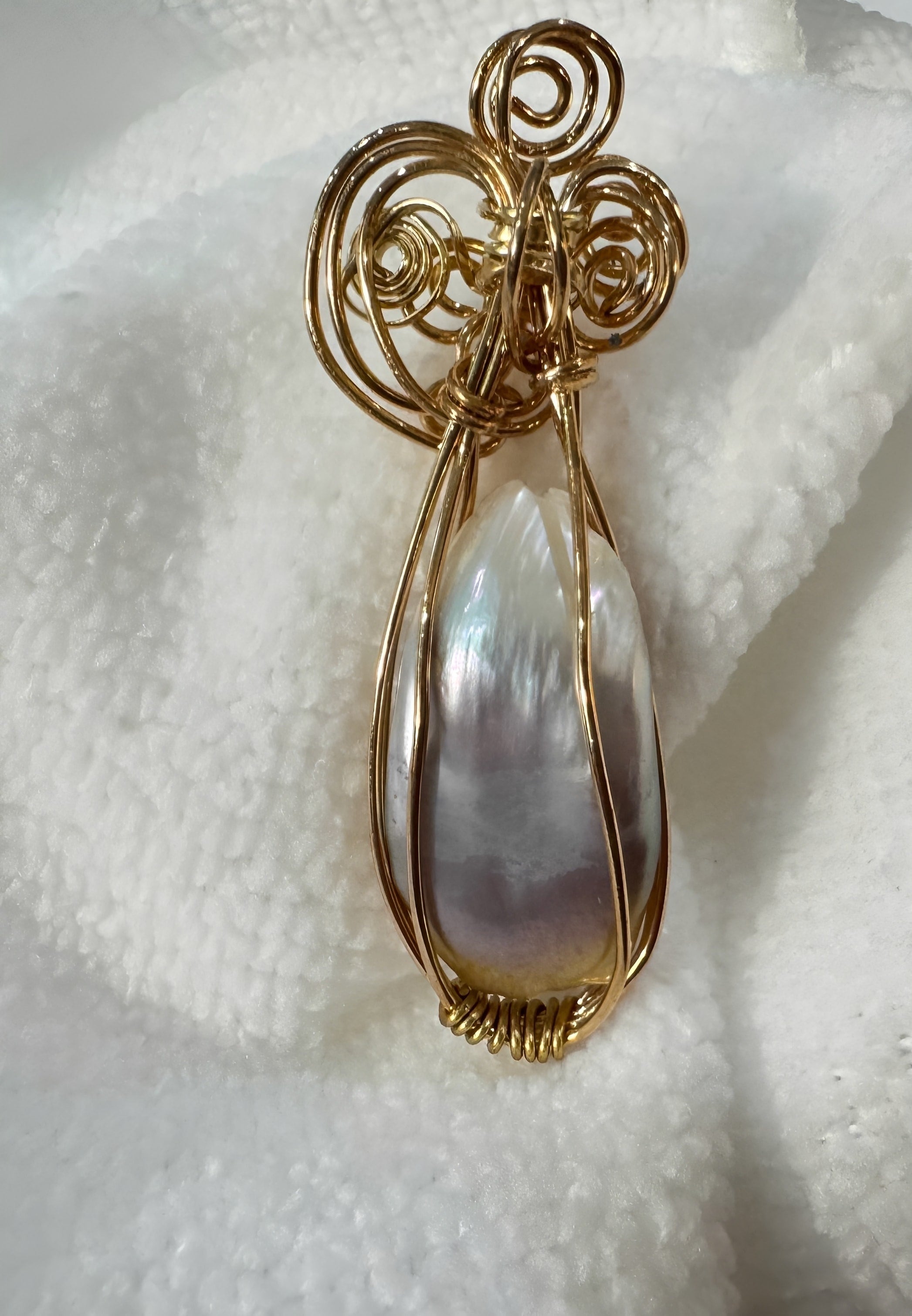 Beautiful Broque Pearl with Bronze Wirewrap