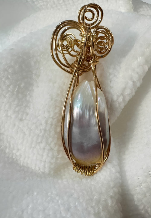 Beautiful Broque Pearl with Bronze Wirewrap