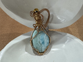 Larimar Pendant Wrapped in Bronze