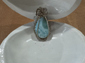 Larimar Fine Silver Wire-Wrapped Pendant