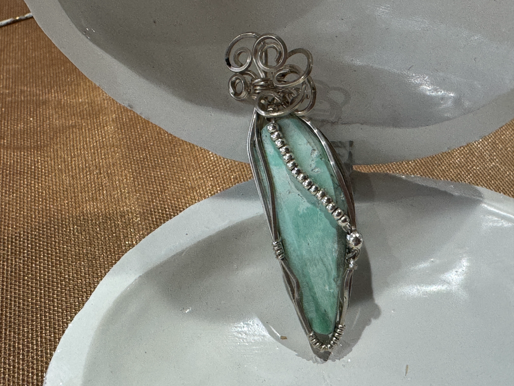 Freeform Fine Silver Varisite Pendant