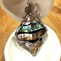 Statement Pendant - Abalone & Mother of Pearl Sterling Silver Wire-Wrapped