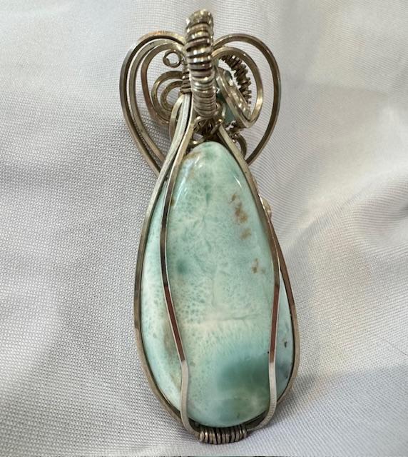 Large Oval Sterling Silver Larimar Pendant