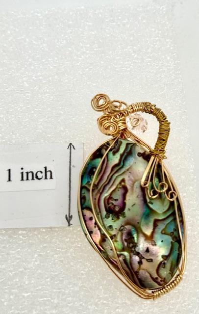Oval Abalone Gold-Filled Wire Wrapped Pendant