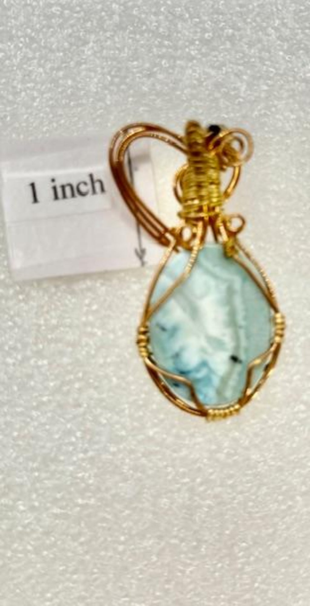 Larimar Pendant Wrapped in Bronze