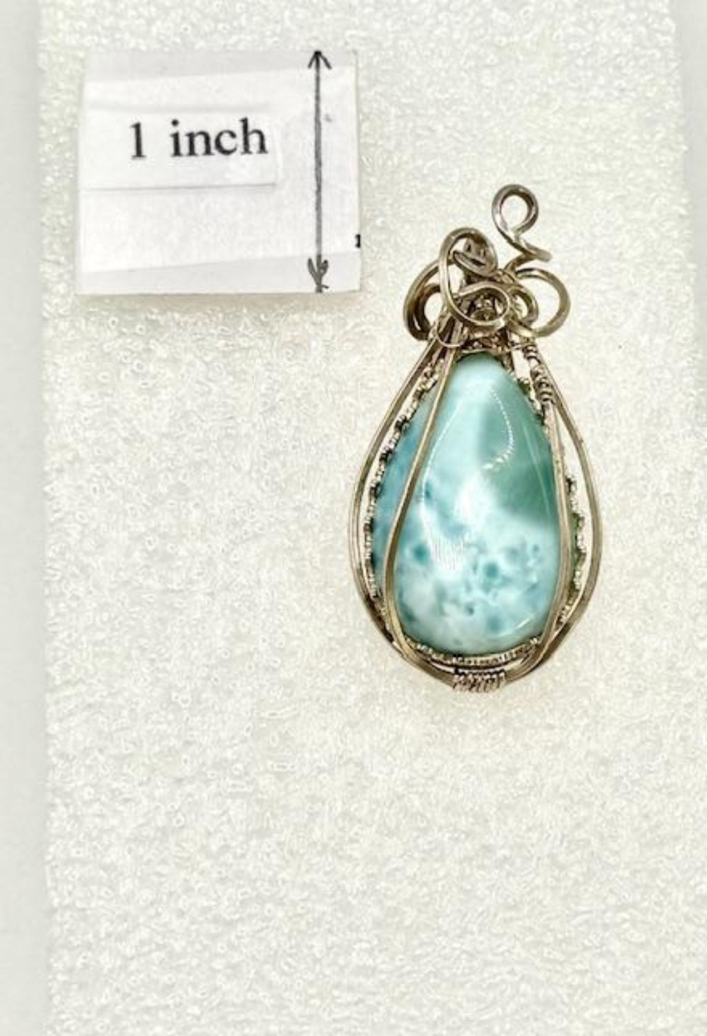 Larimar Fine Silver Wire-Wrapped Pendant