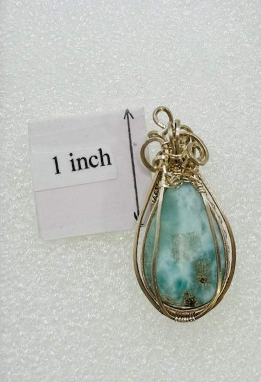 Larimar Fine Silver Wire-Wrapped Pendant